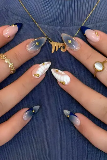 25 Long Blue Nail Designs for a Bold and Glamorous Style — GlowNailDesigns